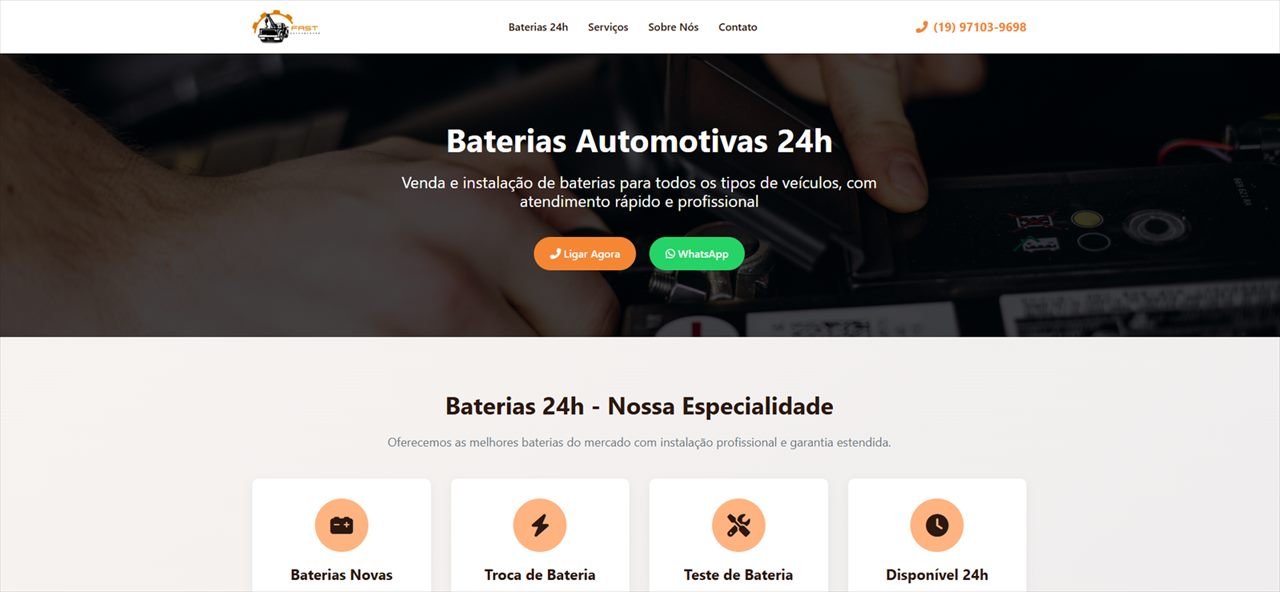 Página inicial do site da Fast Auto Socorro